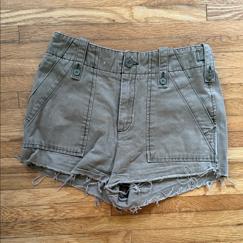 Free People Olive Cargo Shorts
